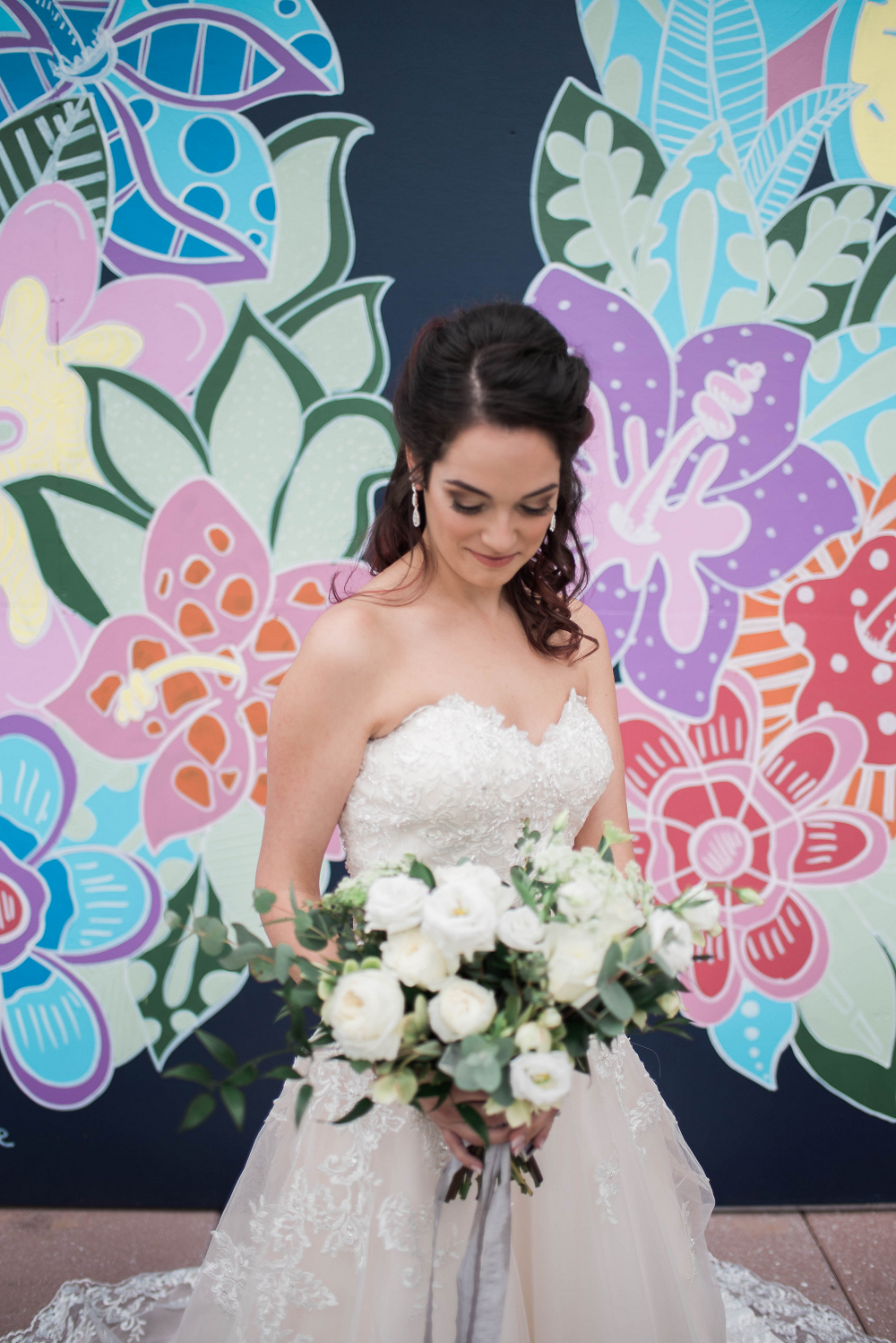 Bride in Front of Colorful Mural