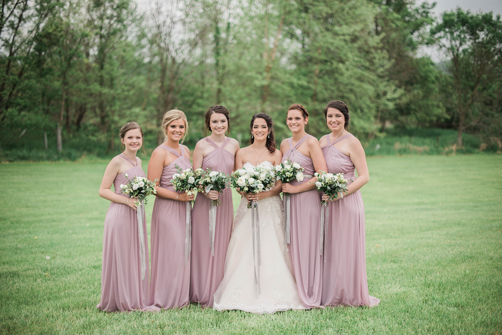 Bride and Bridesmaids with Bouquets 